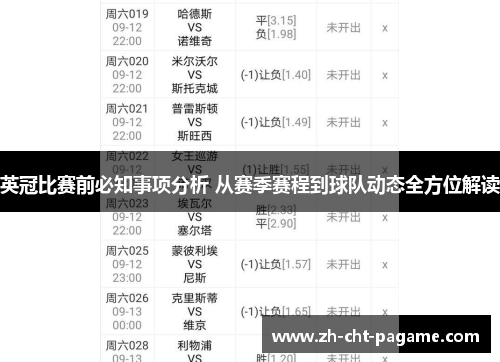 英冠比赛前必知事项分析 从赛季赛程到球队动态全方位解读